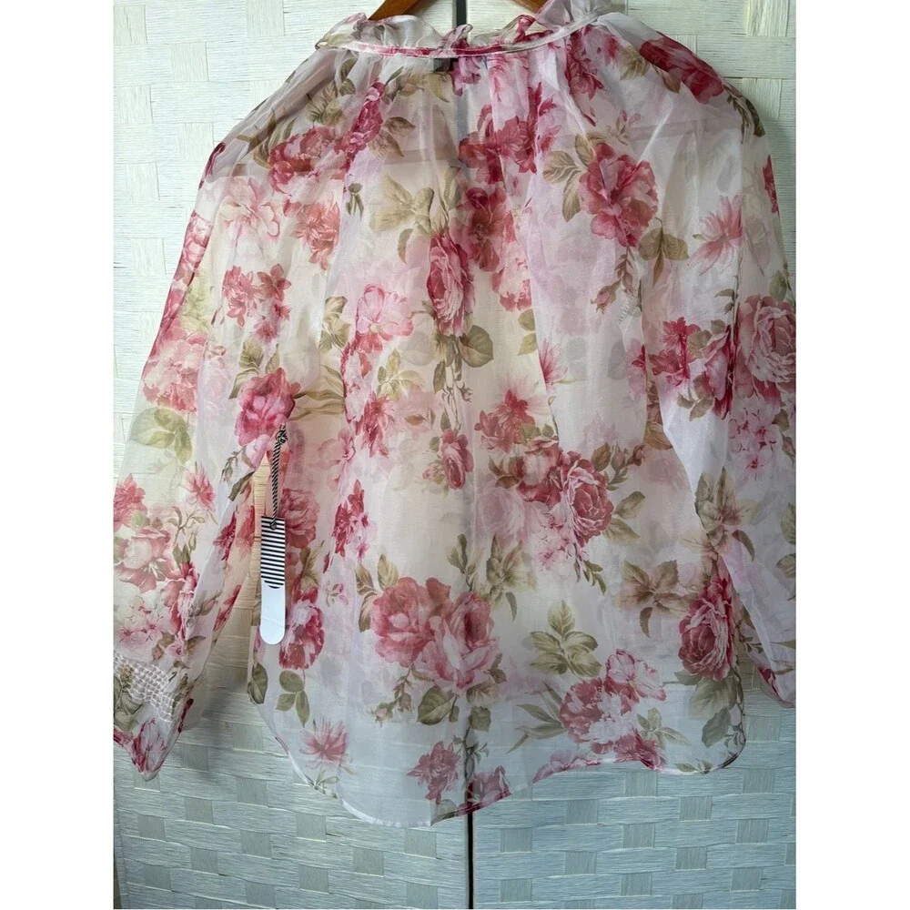 Story on Blouse Long Sheer Puff Sleeves Romantic Feminine Women's S